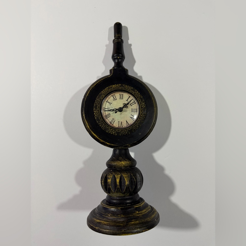 Vintage-Inspired Black and Gold Table/Wall Clock